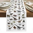 thumbnail image 1 of Cartoon Dinosaurs Table Runner - 90 Inch Long, Kitchen Dining Table Runner Dresser Scarves, Natural Primitive Wild Animals Names Farmhouse Decor for Coffee Tables Wedding Party Banquet, 1 of 8
