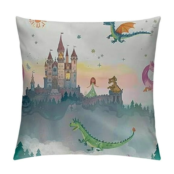 Cartoon Dinosaurs Theme Fitted Sheet for Kids Full Size, Beautiful Princess Castle Carriage Pattern Bedding Sheet,Rainbow Stars Theme