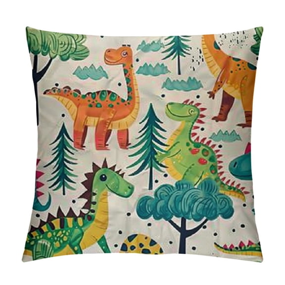 Cartoon Dinosaurs Velvet Throw Pillow Cover Monster Dragon Soft Solid Square Cushion Case Decorative Pillow Cases for Sofa Bedroom Car Colorful