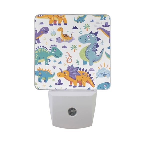 Cartoon Dinosaurs and Tree Night Light 2 Pack LED Nightlight Plug into Wall Dusk to Dawn Sensor Soft White