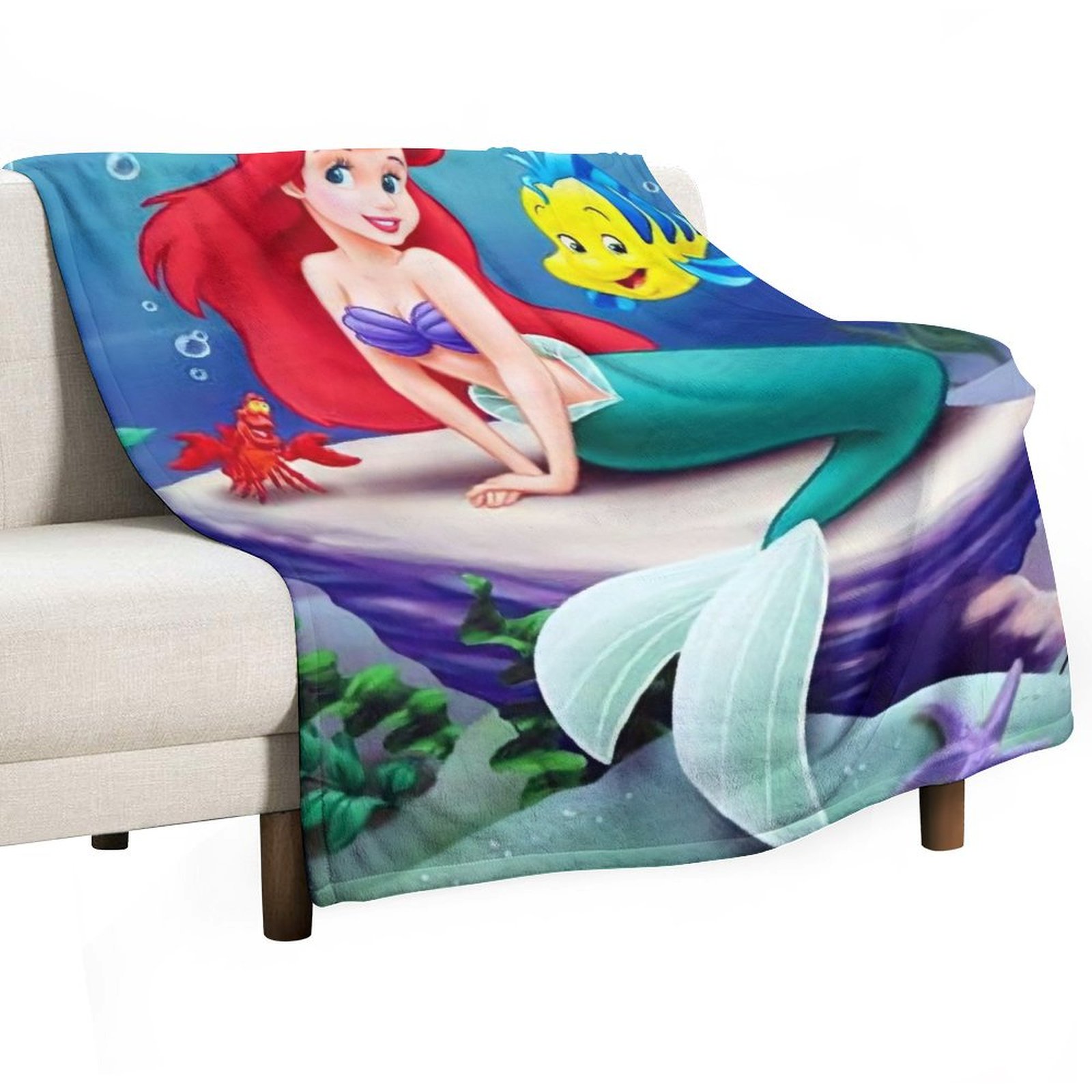 Cartoon Disney Princess The Little Mermaid Ariel Anti Pill Flannel