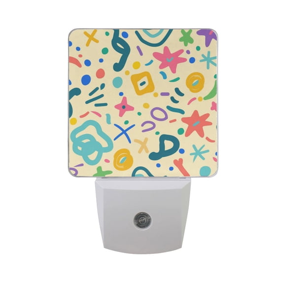 Cartoon Doddle Line Art LED Night Light with Smart Sensor Plug Into Wall Dusk to Dawn 2 packs
