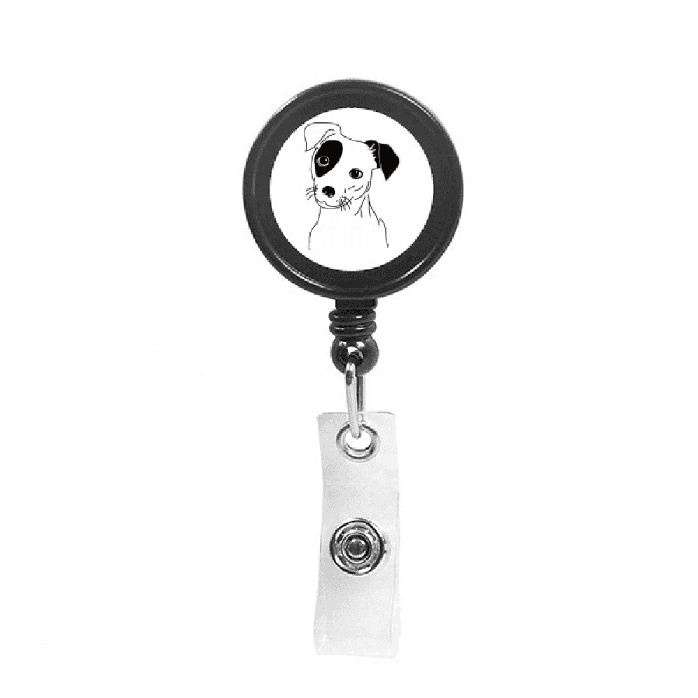 Cartoon Dog Black Illustration Pattern Retractable Keychain Badge Holder ID Badge