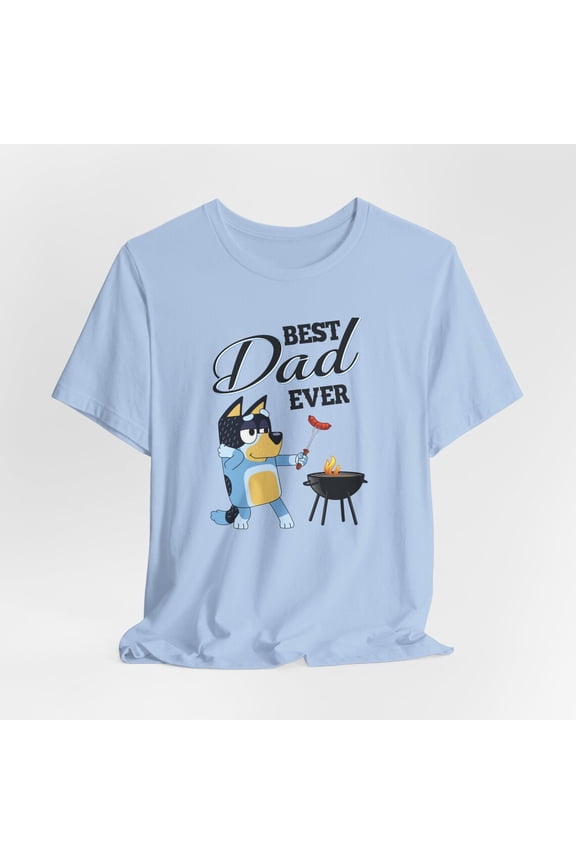 Cartoon Dog Cartoon Dad Heeler Best Dad Ever Cartoon Dog Cartoon Dad Cartoon T-Shirt LIGHT BLUE Unisex S-5XL Hot Trending Shirt, Vintage Birthday Gift