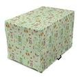 thumbnail image 1 of Cartoon Dog Crate Cover, Forest Animals Owl Fox Bear Holding Honey Jar Birds Flowers Fruits, Easy to Use Pet Kennel Cover Small Dogs Puppies Kittens, 7 Sizes, Pastel Green and Multicolor, by Ambesonne, 1 of 1