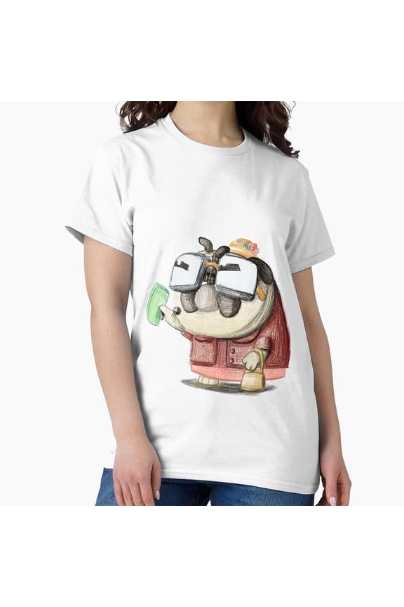 Cartoon Dog Grumpy Granny Pug T-Shirt WHITE Unisex S-5XL Hot Trending Shirt, Vintage Birthday Gift