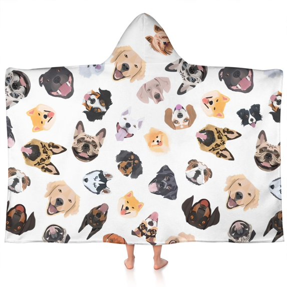 Cartoon Dog Hooded Bath Towel,60"x35" for Ages 3 To 12 Kids, Quick Dry Lightweight Soft Microfiber Hood Beach Towel Cover Up for Kids