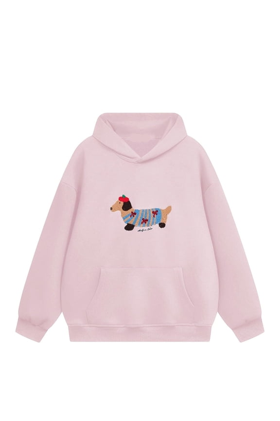 Cartoon Dog Hoodie Couple Hooded Sweatshirt Long Sleeve Pullover Oversized