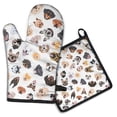 thumbnail image 1 of Cartoon Dog Kitchen Oven Mitt and Pot Holder Sets 2 Pcs for Baking, Cooking and Grilling, Heat Resistant Up To 392 °F, 1 of 7