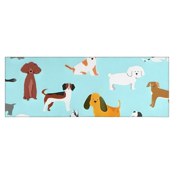 Cartoon Dog Kitchen Rug Mat,Kitchen Runner Rugs Non Skid Washable,Decorative Kitchen Floor Mats for Kitchen,Sink,Laundry,17"X47"