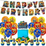 Cartoon Dog Man Birthday Party Decorations,Cartoon Party Supplies,Includes 13 PCS Cupcake Toppers,Birthday Banner,16 PCS Balloons,Party Supplies Kit for Kids Boys Girls Gift