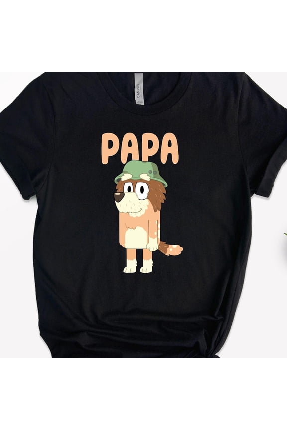 Cartoon Dog Papa Dad Day For Dad For Family Birthday Or Present Dad Day Cartoon Dog T-Shirt BLACK Unisex S-5XL Hot Trending Shirt, Vintage Birthday Gift