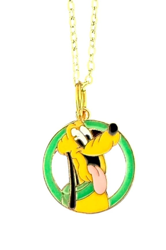 Cartoon Dog Pluto Round Pendant Necklace