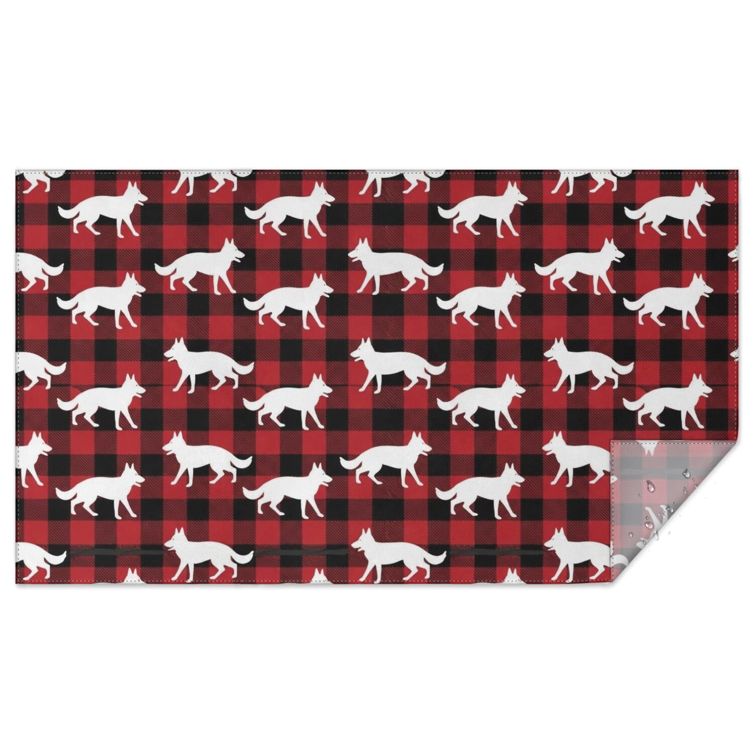 Cartoon Dog Red Pattern Waterproof Tablecloth, Rectangular Restaurant ...