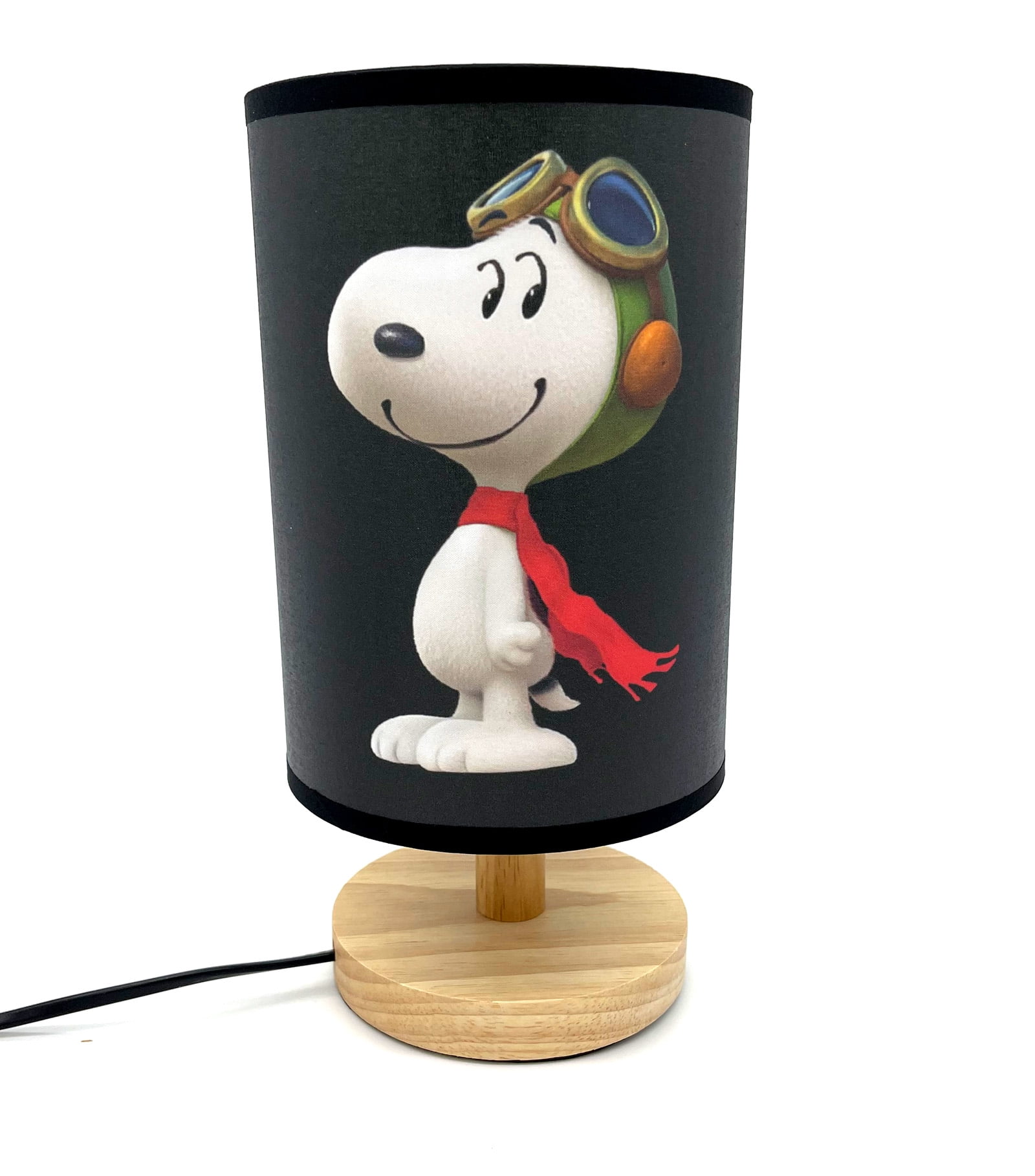 Cartoon Dog Snoopy Bedside Night Light Table Lamp Wood Base Room Decoration or Great Gift Ideas