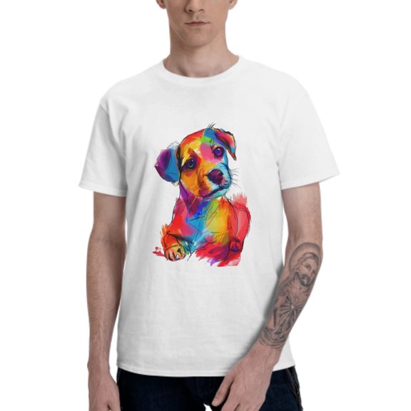 Cartoon Dog T-Shirt for Men Cotton 100% Summer Tops Women Fashion Casual Short Sleeves Round Collar Short-Sleeve Couple Top Tees