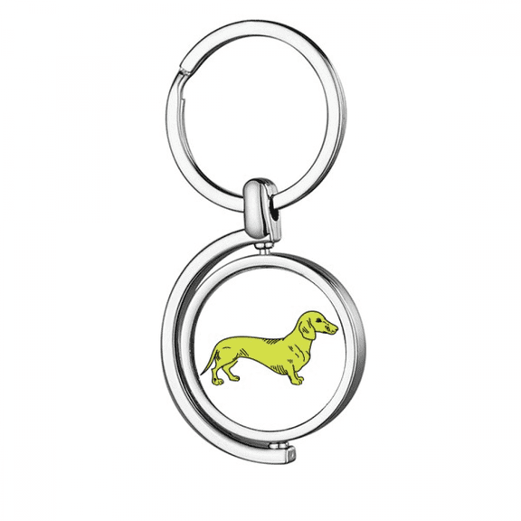 Cartoon Dog Yellow Illustration Pattern Rotating Keychain Metal Keyring Holder