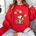 thumbnail image 1 of Cartoon Dog and Bird on Scooter Graphic Sweatshirt – Cute Love Theme Valentine Crewneck, 1 of 4