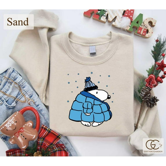 Cartoon Dog in Blue Coat Sweatshirt, Dog With Coat Winter Sweatshirt ...