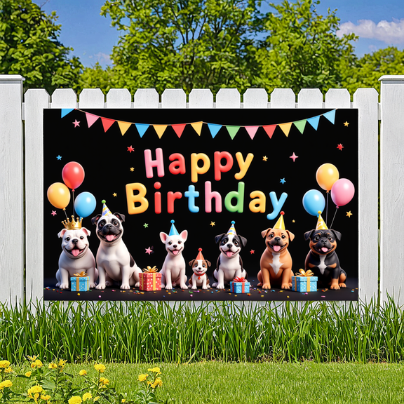 Cartoon Dogs Party Banner Colorful Flags for Pet Celebration Kids Party Indoor Event