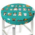 thumbnail image 1 of Cartoon Dogs Round Bar Stool Seat Covers, Elastic Round Chair Cover Stool Seat Slipcover Bar Stool Cushions Round Pad for 12-14 inch, 1 of 5