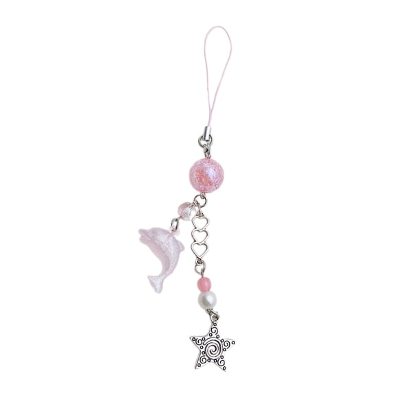 Cartoon Dolphin Phone Charm Keyring Keychain Cellphone Chain Stylish Acrylic Alloy Pendant