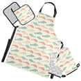 thumbnail image 1 of Cartoon Dolphins 5 Pcs Kitchen Set Heat Resistant Oven Mitts and Non-Slip Pot Holders with Adjustable Cooking Apron, 1 of 6