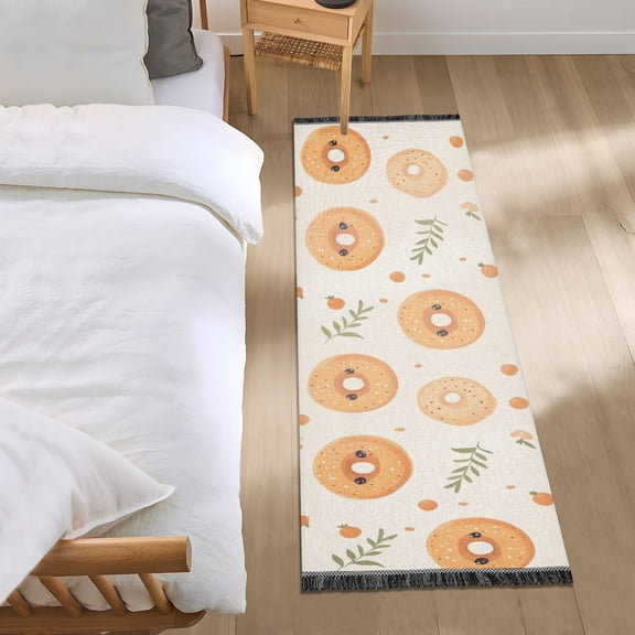 Cartoon Donut Bedroom Runner Rug 2'x 6' Non Slip Carpet Indoor Home Area Rug Living Room