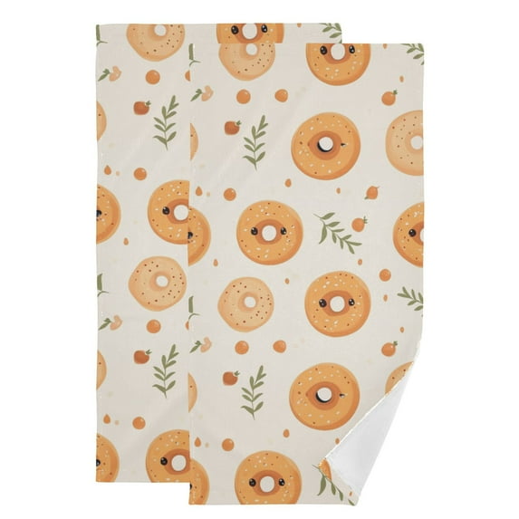 Cartoon Donut Hand Towel Absorbent Bath Towels for Bathroom Sports Gym(28.3" X 14.4") Set of 2