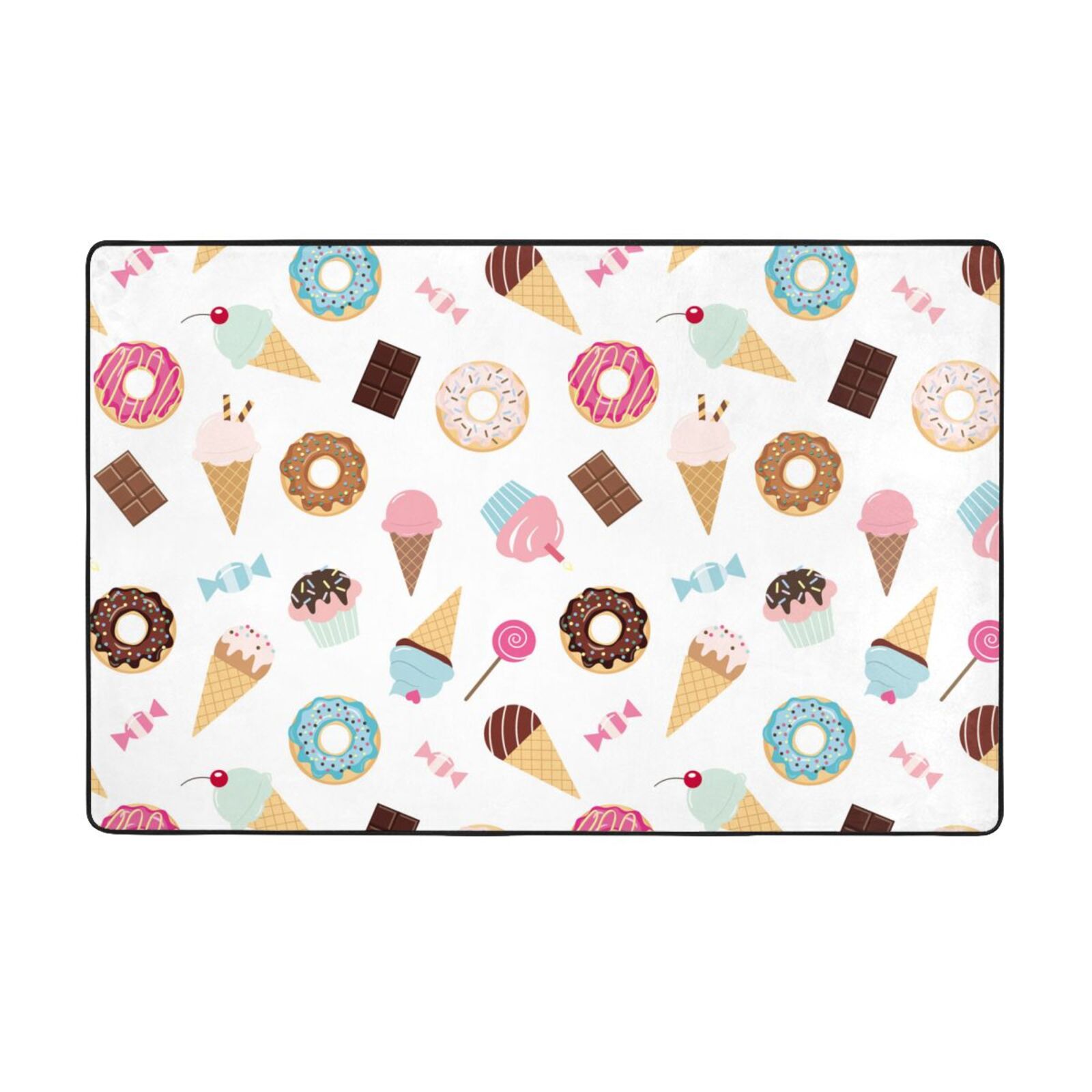 Cartoon Donut Ice Cream Candy Soft Indoor Outdoor Rug, Washable Rugs ...