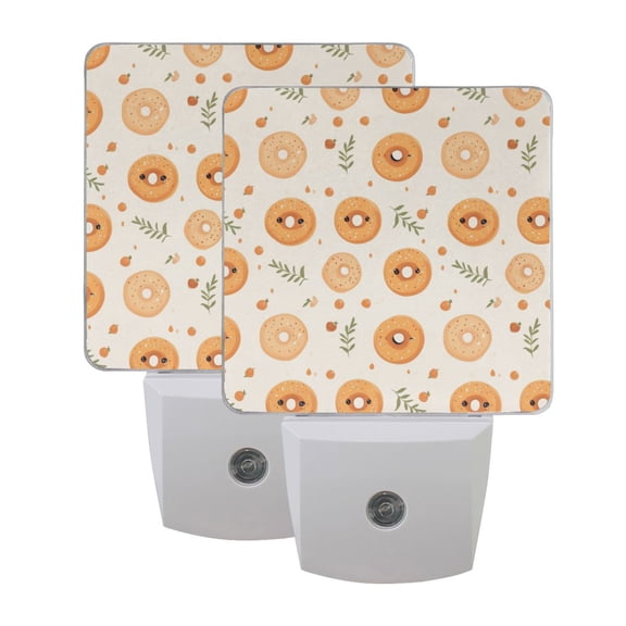 Cartoon Donut LED Night Light with Smart Sensor Plug Into Wall Dusk to Dawn 2 packs