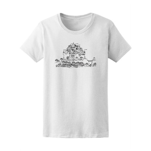 Cartoon Doodle Castle Women's Tee - Image by Shutterstock