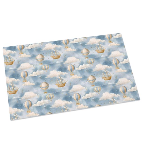 Cartoon Door Mat 16x24 Inch Watercolor Blue Sky Fantasy Hot Air Balloon Cute Cloud Entryway Rug with Non-Slip Rubber, Front Door Mat Indoor Floor Mats for Living Room Bathroom Bedroom Home Office