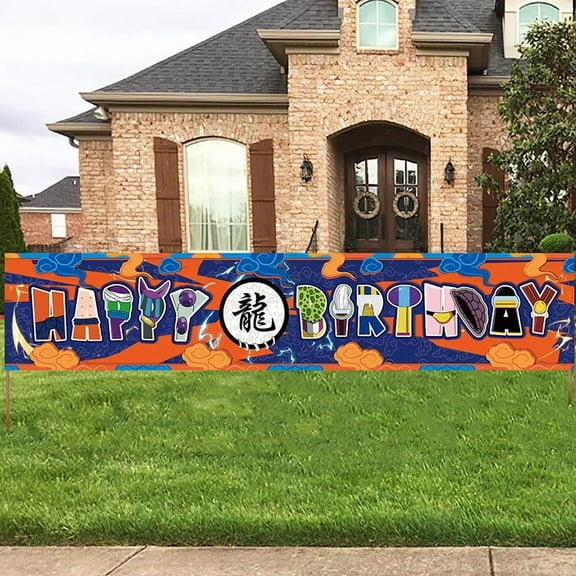 Cartoon Dragon Anime Ball Birthday Yard Sign Banner Party Supplies Happy Birthday Party Decorations Backdrop 9.8 X 1.6 ft