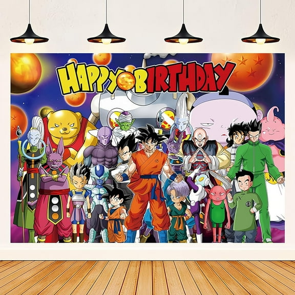 Cartoon Dragon Ball Birthday Backdrop Photography Kids Party Supplies Happy Birthday Party Decorations 71''×47''