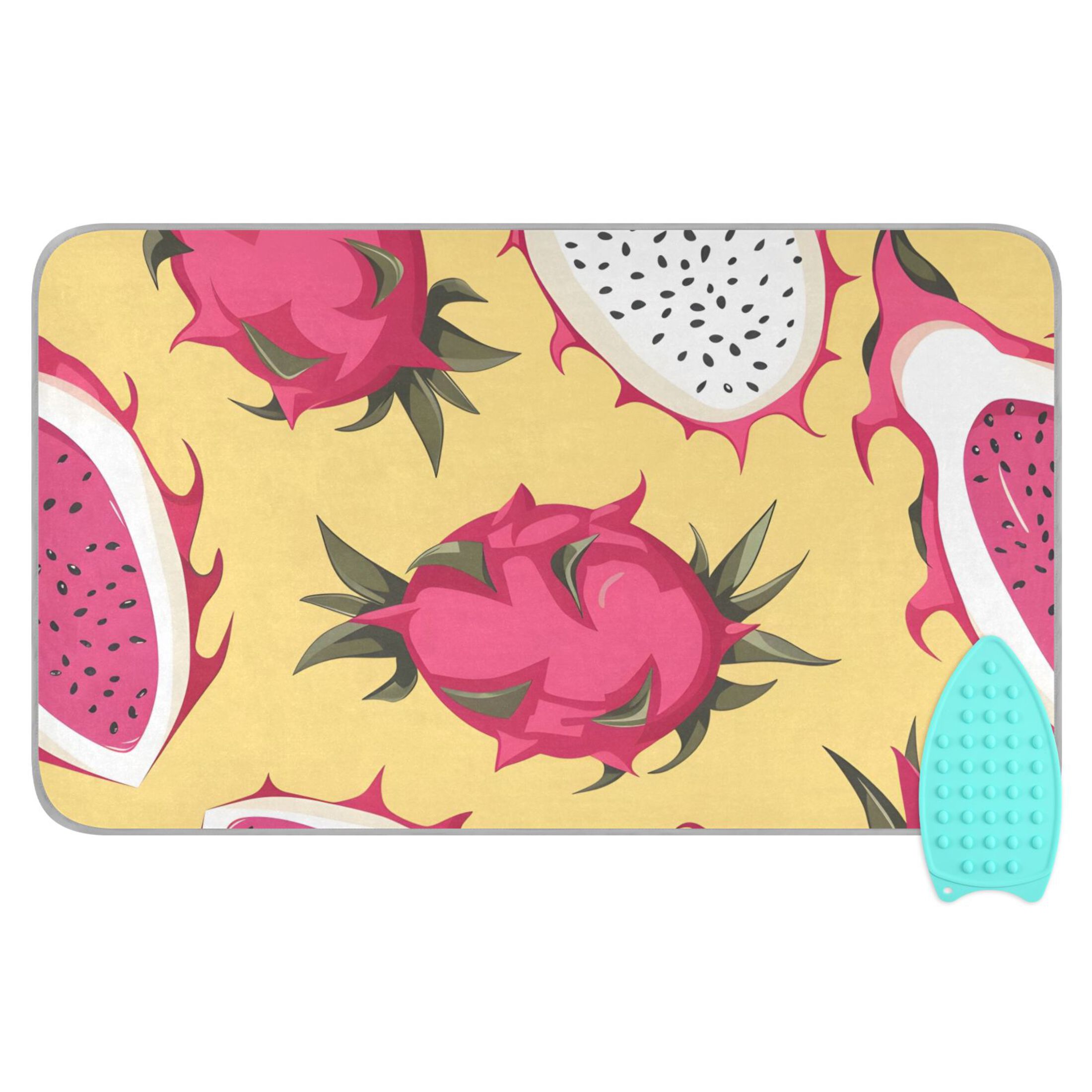 Cartoon Dragon Fruit Ironing Mat Blanket Portable Travel Ironing Pad Heat Resistant Pad 47.2" x 27.6”