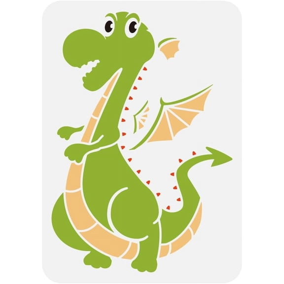 Cartoon Dragon Painting Stencil 8.3x11.7inch Cute Dinosaur Pattern Reusable Dragon Stencil