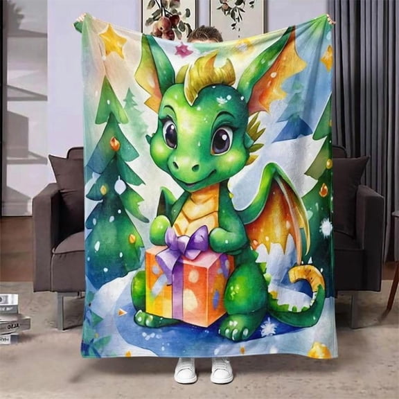 Cartoon Dragon Pattern Blanket, Soft Warm Throw Blanket, Air-conditioned Room Blanket, Warm Nap Blanket for Home Office Travel CampingChristmas Gift,Gift for kids,Birthday Gift, Cozy & Soft