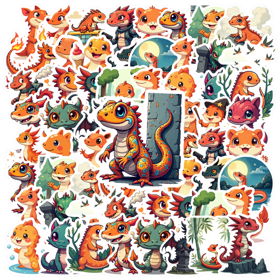 Cartoon Dragon Stickers, Waterproof Dragon Sticker for Water Bottle Laptop Phone Cases Planner Skateboard Luggage Helmet Party Favor Decor, Ideal for Adults Teens Teacher Rewards