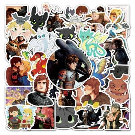 Cartoon Dragon Themed Set of 50 Assorted Stickers Decal Set