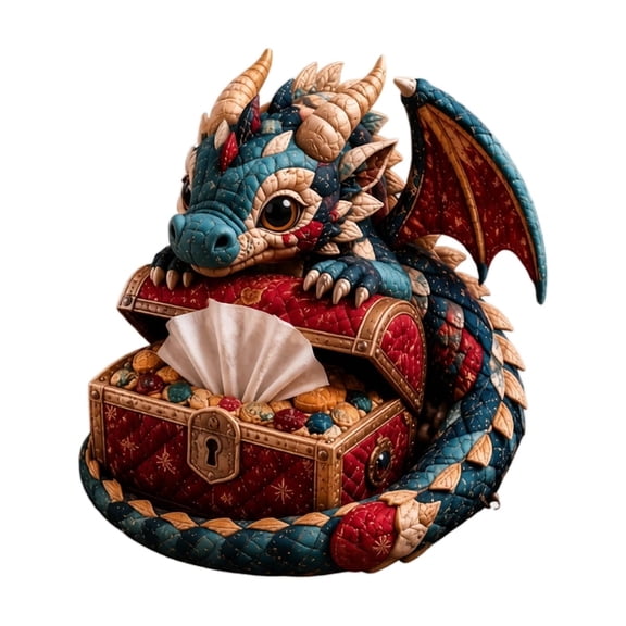 Cartoon Dragon Tissue Box Holder, Resin Decorative Napkin Dispenser, Fantasy Ornament for Home Desk Kitchen Counter, Creative Housewarming Gift