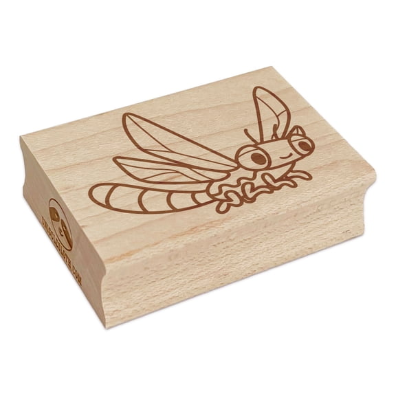 Cartoon Dragonfly Flying Bug Insect Rectangle Rubber Stamp Stamping Scrapbooking Crafting - Small 1.7in