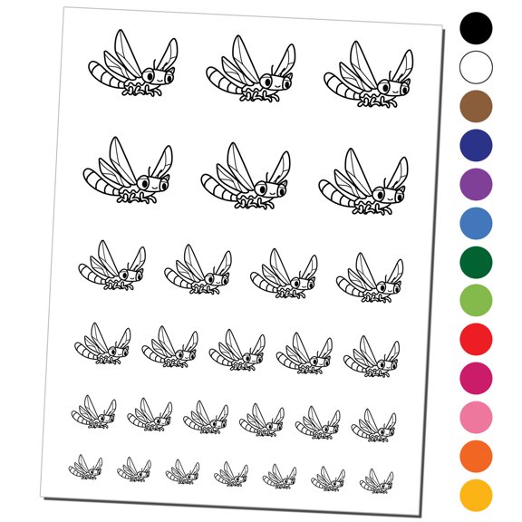 Cartoon Dragonfly Flying Bug Insect Water Resistant Temporary Tattoo Set Fake Body Art Collection - White