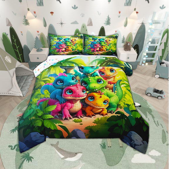 Cartoon Dragons Comforter Sets Twin Size , Comforters & Duvets, Cute Stars Reversible, 2pcs