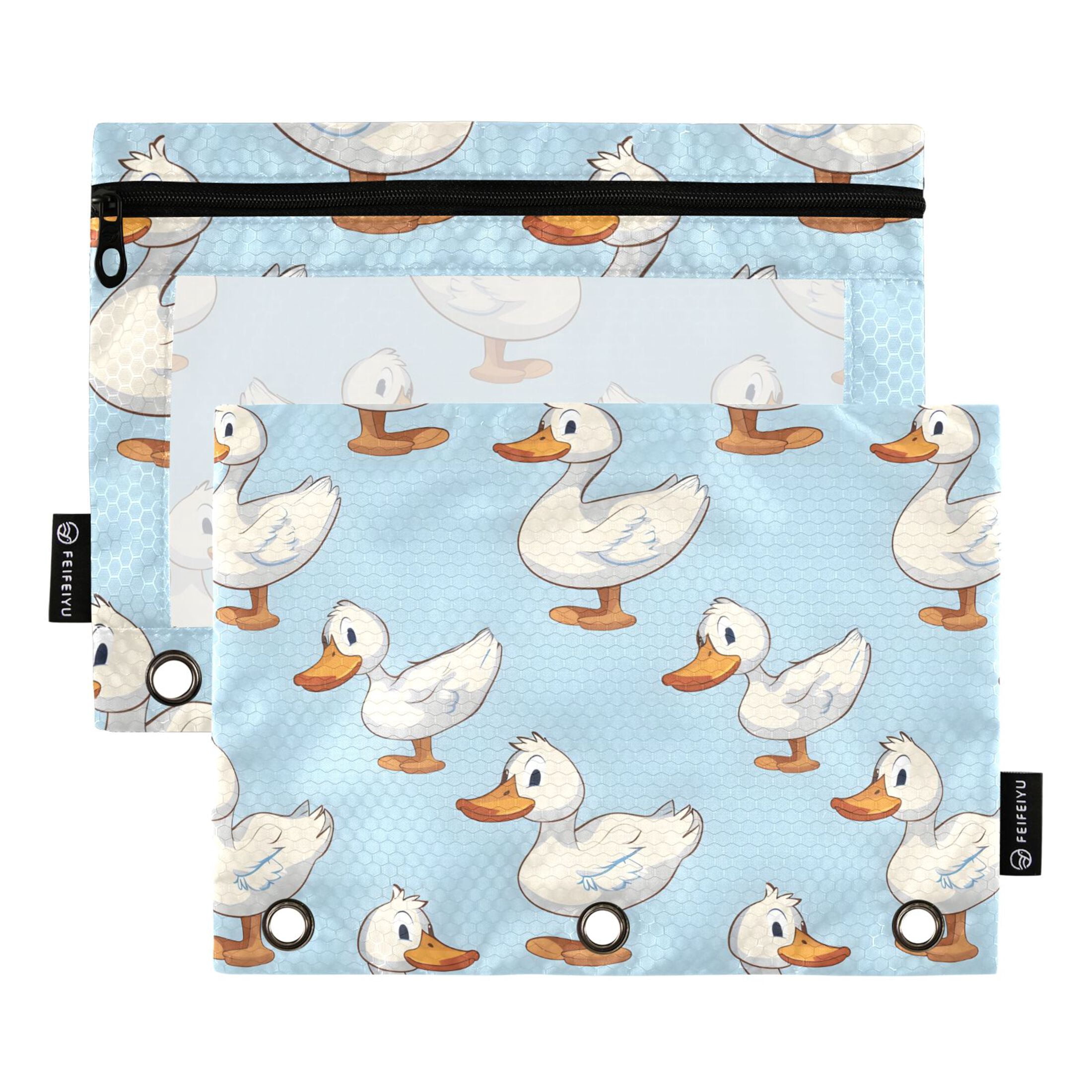 Window Duck Folder Cartoon Duck 2 Pack Pencil Pouch for 3 Ring Binder Smooth Zipper ...
