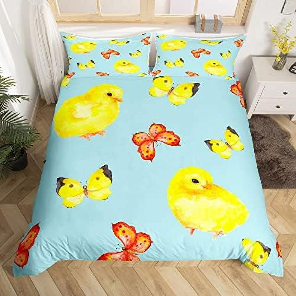 Cartoon Duck Bedding Set for Kids Boys Girls Kawaii Colorful Duck Duvet Cover Cute Hand Drawn