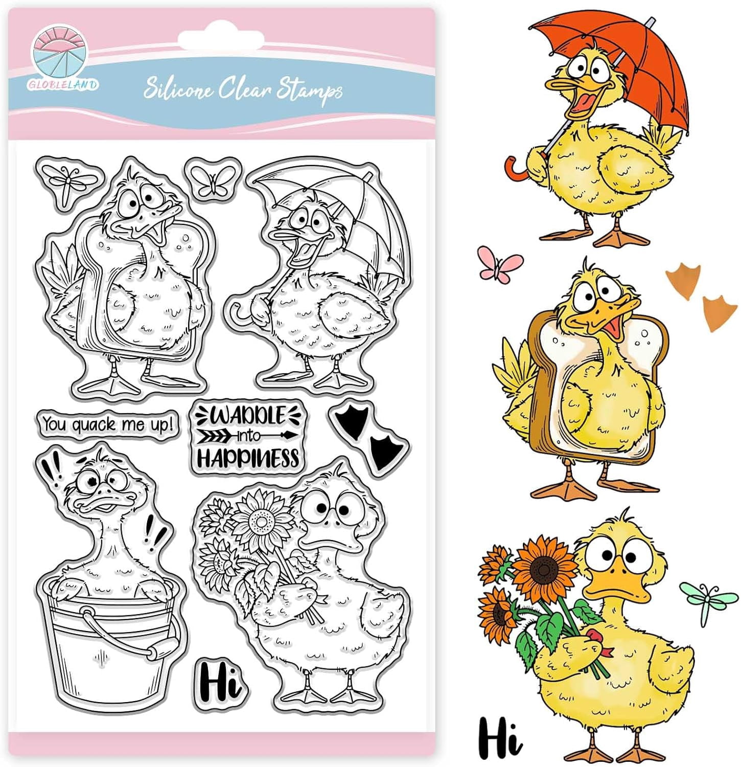 Cartoon Duck Clear Stamps for Card Making Cartoon Animals Flowers ...