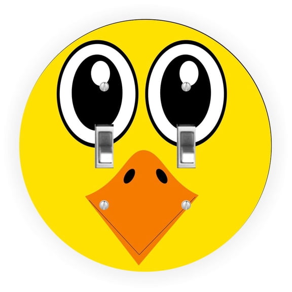 Cartoon Duck Face Design - Round Light Switch Plate Cover - Double Toggle
