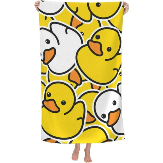 Cartoon Duck Illustration Large Beach Towel - Plush Thick Cotton Pool Towel, Adult Beach Towels
