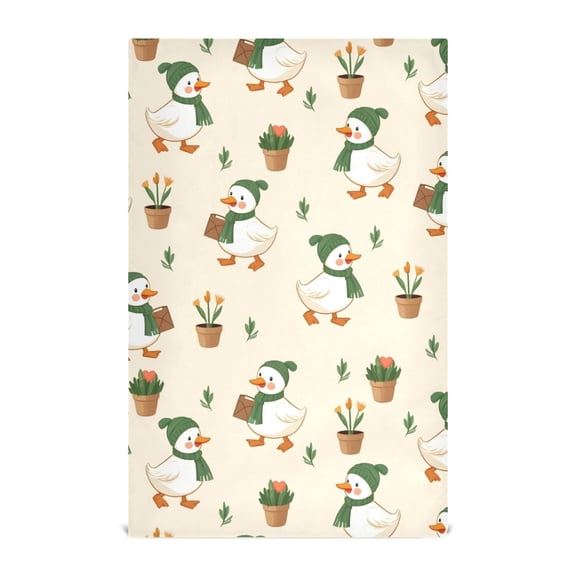 Cartoon Duck Pattern Kitchen Towels Waffle Weave Decorative Tea Towels Multi Use Dishcloths 28x18in